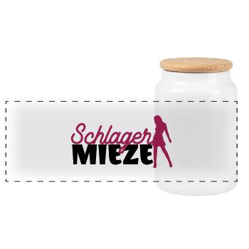 Schlager Mieze Lustiges Motiv Fans - Panorama Keksdose mit Holzdeckel - Weiß - Vorne