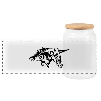 Tribal Unicorn Einhorn einhorn 1911 - Panorama Keksdose mit Holzdeckel - Weiß - Vorne