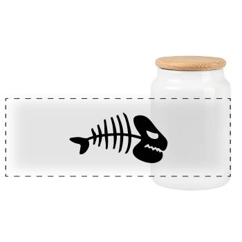 fish_dead_bone_jq1 - Panorama Keksdose mit Holzdeckel - Weiß - Vorne