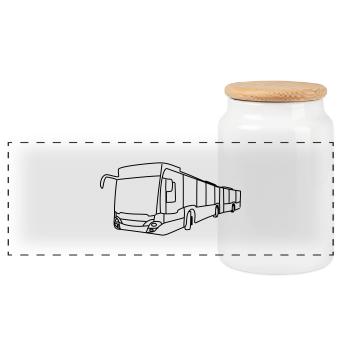 Bus Fahrer Tribal - Panorama Keksdose mit Holzdeckel - Weiß - Vorne