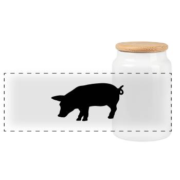 schwein_f1 - Boîte à biscuits avec couvercle en bois - blanc - Devant