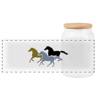 Herd of Galloping Horses - Panorama Keksdose mit Holzdeckel - Weiß - Vorne