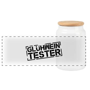 gluehwein_tester_di1 - Panorama Keksdose mit Holzdeckel - Weiß - Vorne