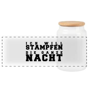 Ich will Stampfen die ganze Nacht Rave Techno Club - Panorama Keksdose mit Holzdeckel - Weiß - Vorne