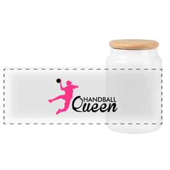 handball queen - Panorama Keksdose mit Holzdeckel - Weiß - Vorne