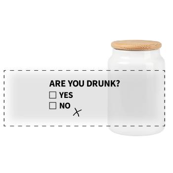 are you drunk? - Panoramic Cookie Jar with Wooden Lid - white - Front