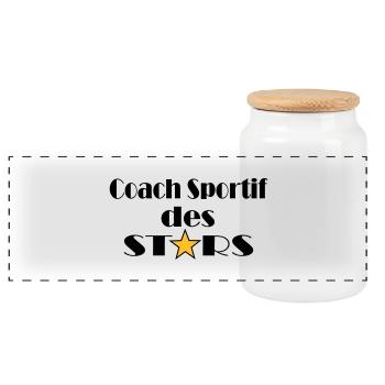 coach sportif des stars - Boîte à biscuits avec couvercle en bois - blanc - Devant