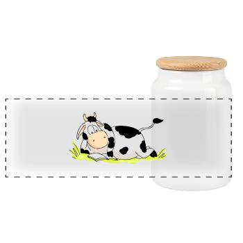 Reading Cow - Boîte à biscuits avec couvercle en bois - blanc - Devant