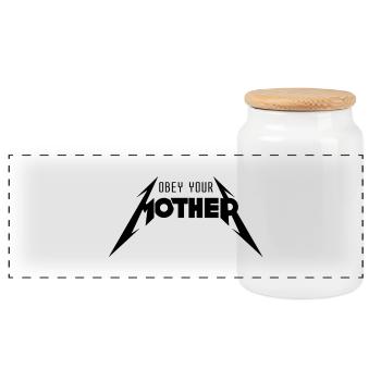 Obey Your Mother_V2 - Panorama Keksdose mit Holzdeckel - Weiß - Vorne