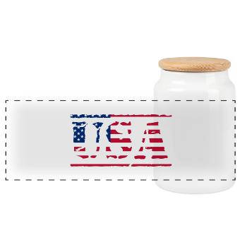usa - Panorama Keksdose mit Holzdeckel - Weiß - Vorne