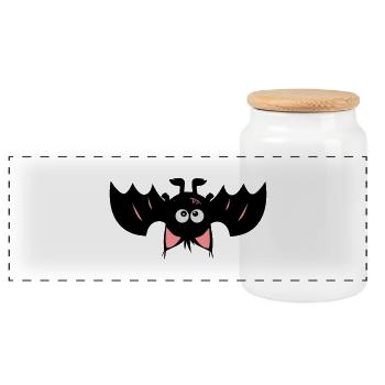 Monstamoon - CrazyBatimon - Panorama Keksdose mit Holzdeckel - Weiß - Vorne