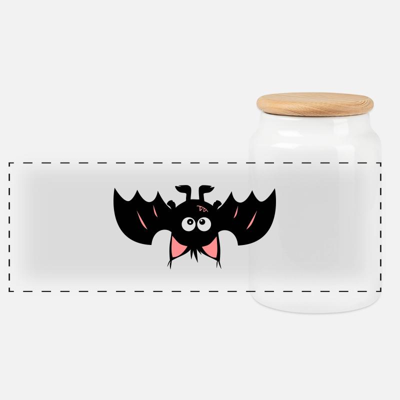 Monstamoon - CrazyBatimon - Panorama Keksdose mit Holzdeckel - Weiß