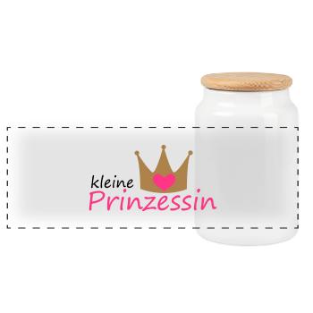 kleine Prinzessin Krönchen Krone - Panorama Keksdose mit Holzdeckel - Weiß - Vorne