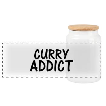 curry addict - Panoramic Cookie Jar with Wooden Lid - white - Front