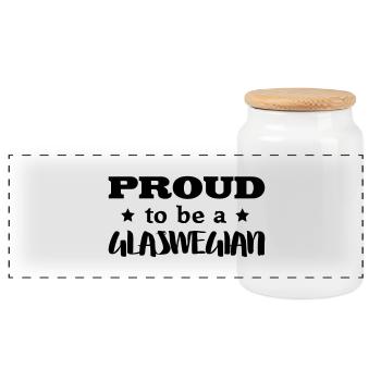 glaswegian proud to be - Panoramic Cookie Jar with Wooden Lid - white - Front