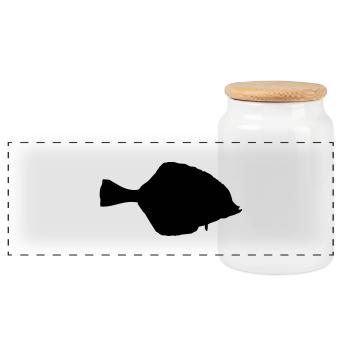 Flunder - Fisch - Fish - Panorama Keksdose mit Holzdeckel - Weiß - Vorne