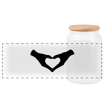 Herz Hände / Hand Heart 2 - Panorama Keksdose mit Holzdeckel - Weiß - Vorne