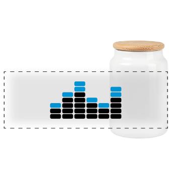 music - Panoramic Cookie Jar with Wooden Lid - white - Front
