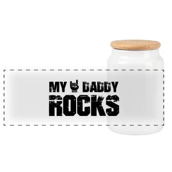 My Daddy Rocks - Panoramic Cookie Jar with Wooden Lid - white - Front