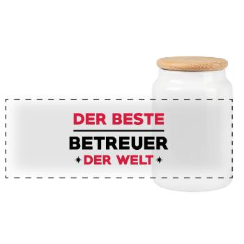 Betreuer Betreuerin Gruppenleiter Kind Gastgeber - Panorama Keksdose mit Holzdeckel - Weiß - Vorne