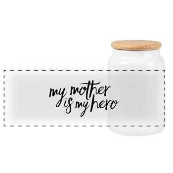 My mother is my hero - Panorama Keksdose mit Holzdeckel - Weiß - Vorne