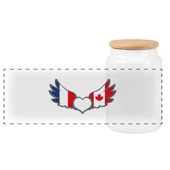 Drapeaux Français et Canadien France Canada - Boîte à biscuits avec couvercle en bois - blanc - Devant