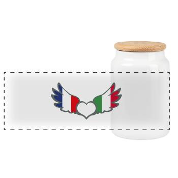 Drapeaux Français et Italien France Italie II - Boîte à biscuits avec couvercle en bois - blanc - Devant