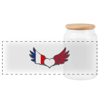 Drapeaux Français et Marocain France Maroc II - Boîte à biscuits avec couvercle en bois - blanc - Devant