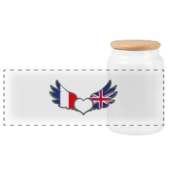 Drapeaux Français et anglais France Royaume Uni II - Boîte à biscuits avec couvercle en bois - blanc - Devant