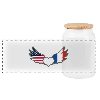 Drapeaux Français et American Flag France USA - Boîte à biscuits avec couvercle en bois - blanc - Devant