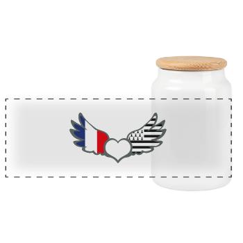 Drapeaux France et Bretagne Français et Breton - Boîte à biscuits avec couvercle en bois - blanc - Devant