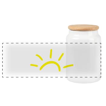 Sonne - Panorama Keksdose mit Holzdeckel - Weiß - Vorne