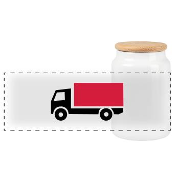 lkw_02 - Boîte à biscuits avec couvercle en bois - blanc - Devant