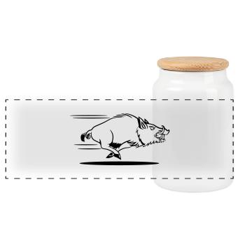 course de sanglier - Boîte à biscuits avec couvercle en bois - blanc - Devant