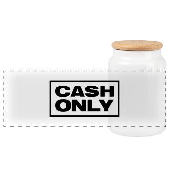 CASH ONLY - Panorama Keksdose mit Holzdeckel - Weiß - Vorne