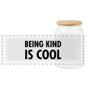 Being Kind Is Cool - Panoramic Cookie Jar with Wooden Lid - white - Front