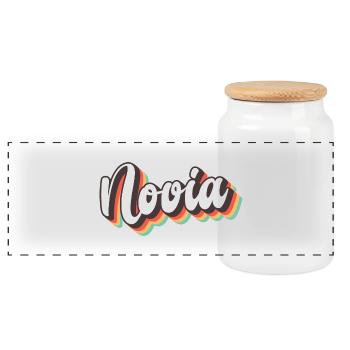 Novia Girlfriend Engagement Bridal Shower Wedding - Panoramic Cookie Jar with Wooden Lid - white - Front