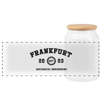 Studium in Frankfurt: Maschinenbau, 2023 - Panorama Keksdose mit Holzdeckel - Weiß - Vorne