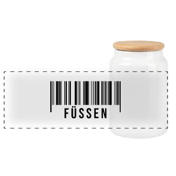 Füssen Bayern - Panorama Keksdose mit Holzdeckel - Weiß - Vorne