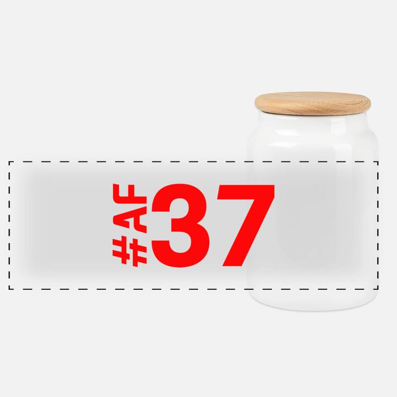 AF37 - Panoramic Cookie Jar with Wooden Lid - white