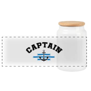 Anker Captain - Panorama Keksdose mit Holzdeckel - Weiß - Vorne