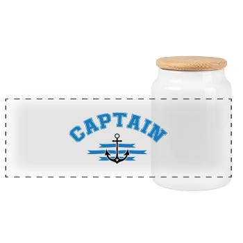 Anker Captain - Panorama Keksdose mit Holzdeckel - Weiß - Vorne