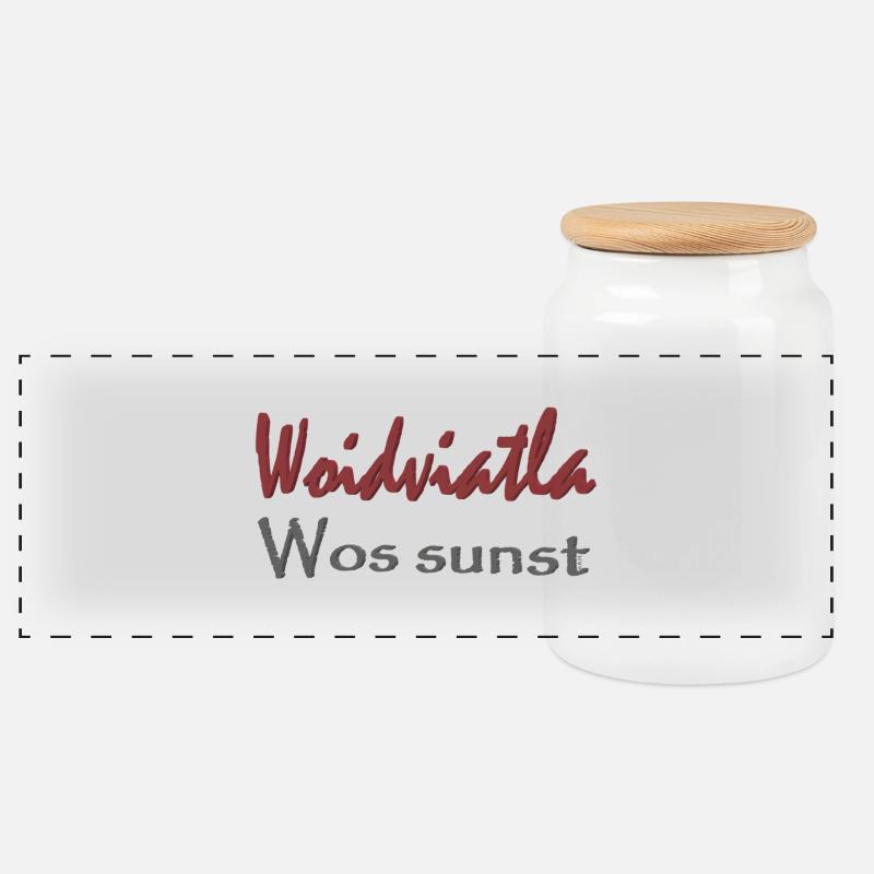 Woidviatla wos sunst - Panoramic Cookie Jar with Wooden Lid - white