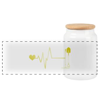 Shovel Pulse Heart Love - Panoramic Cookie Jar with Wooden Lid - white - Front
