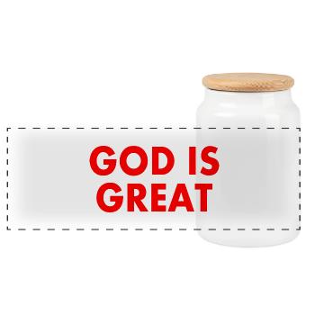 god is great - Panorama Keksdose mit Holzdeckel - Weiß - Vorne