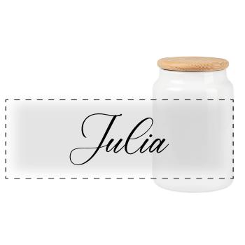 Julia Name - Panoramic Cookie Jar with Wooden Lid - white - Front