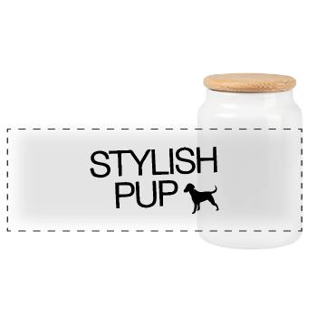 BANDANA POUR CHIEN - Boîte à biscuits avec couvercle en bois - blanc - Devant