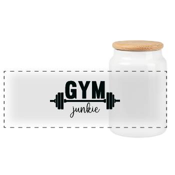 Gym junkie - Panorama Keksdose mit Holzdeckel - Weiß - Vorne