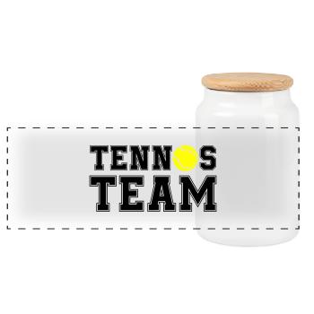 Équipe de tennis - Boîte à biscuits avec couvercle en bois - blanc - Devant