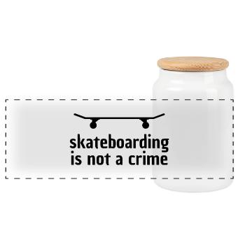 Skateboarding is not a Crime - Panoramic Cookie Jar with Wooden Lid - white - Front